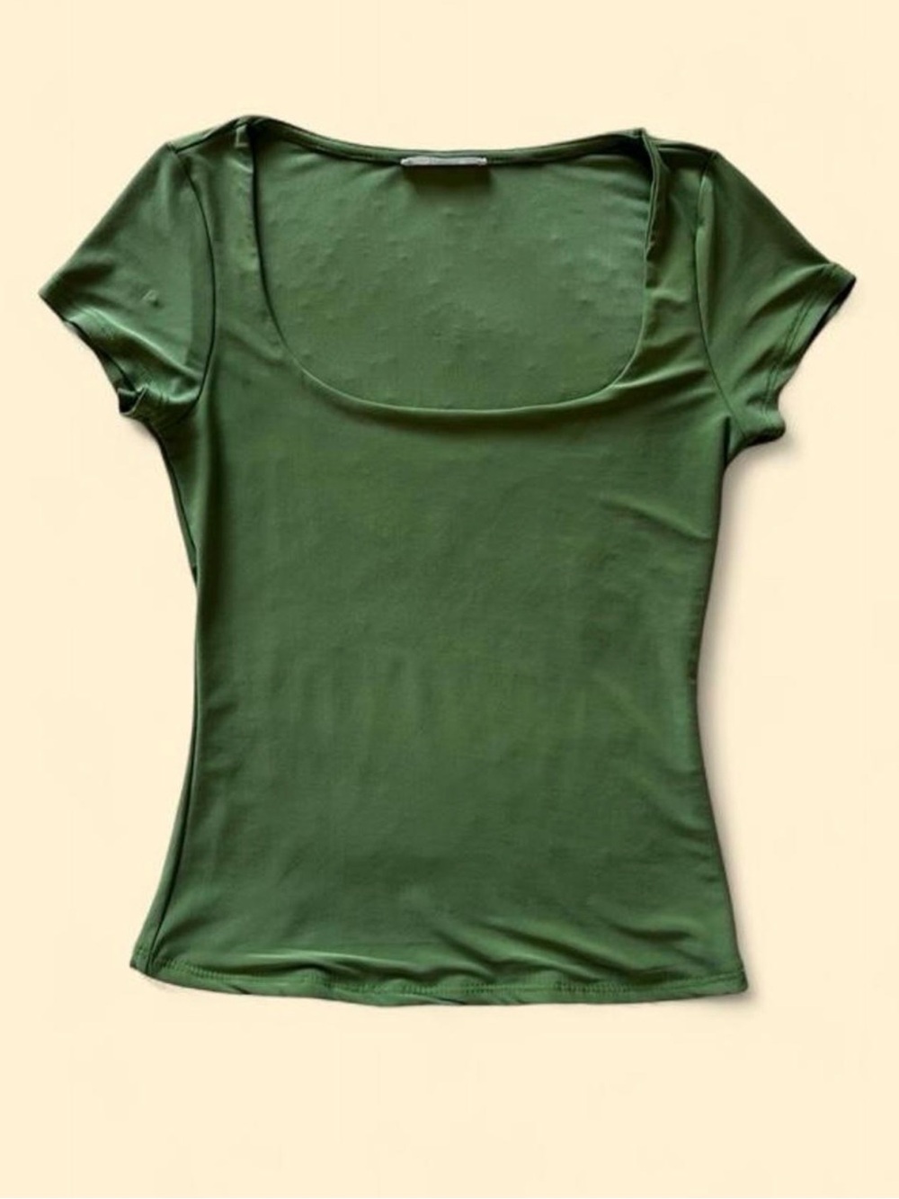 Timing Olive Green Scoop Neck Short Sleeve Top